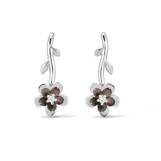 WHITE GOLD CHERIE BLOSSOM SLEEPER EARRINGS