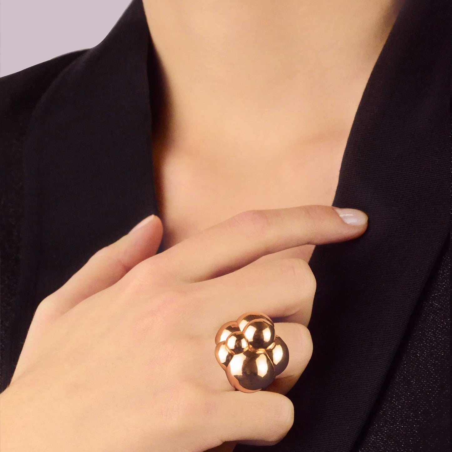 AQUA BULLE ROSE GOLD RING