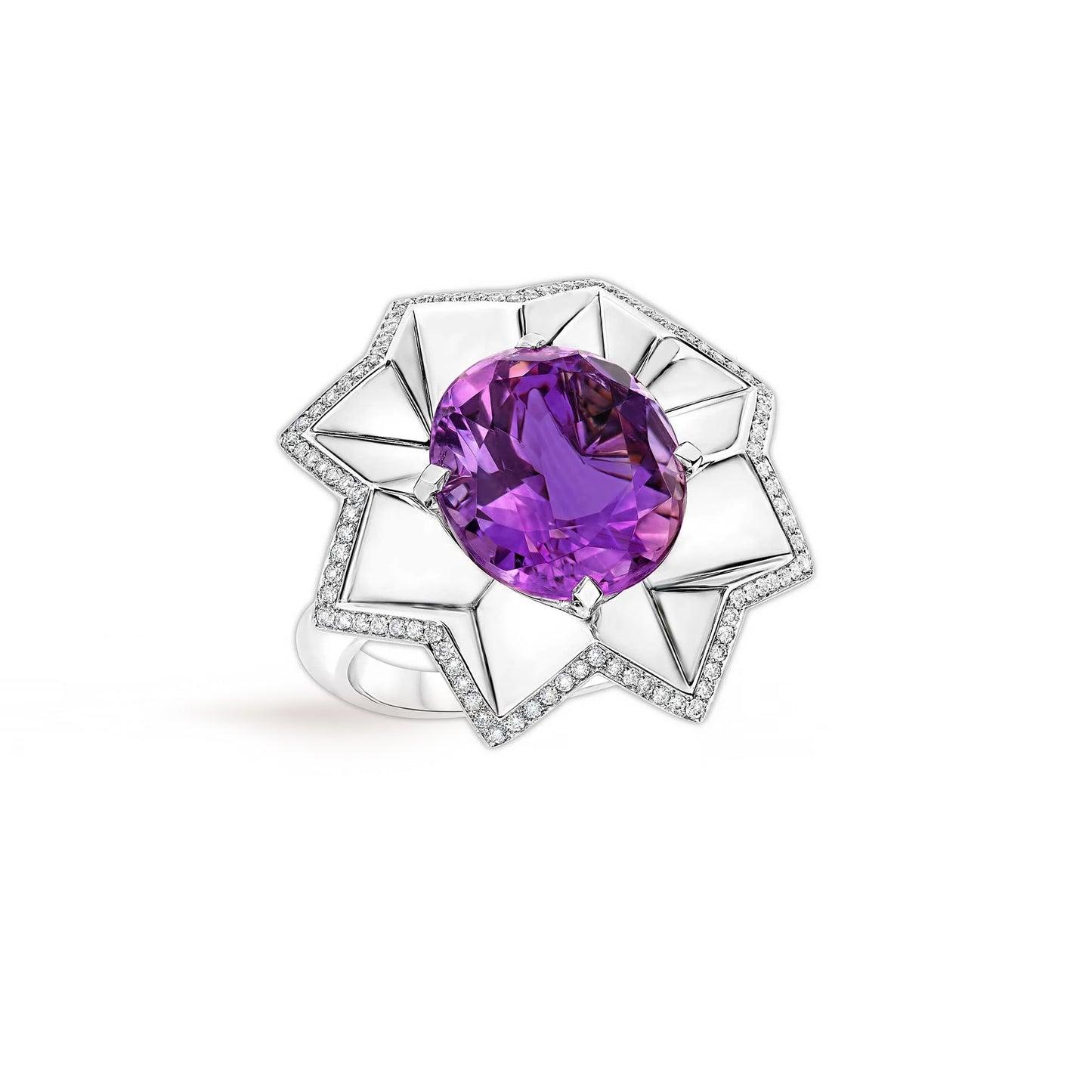 ARCHITECTE RING ORIGAMI WHITE GOLD AMETHYST