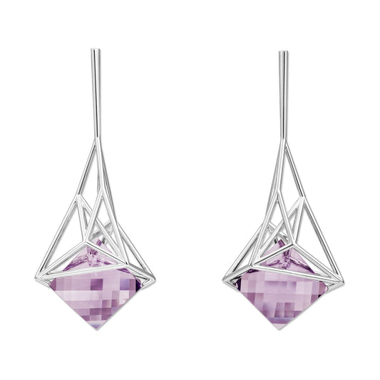 AMETHYST WHITE GOLD ARCHITECTE EARRINGS