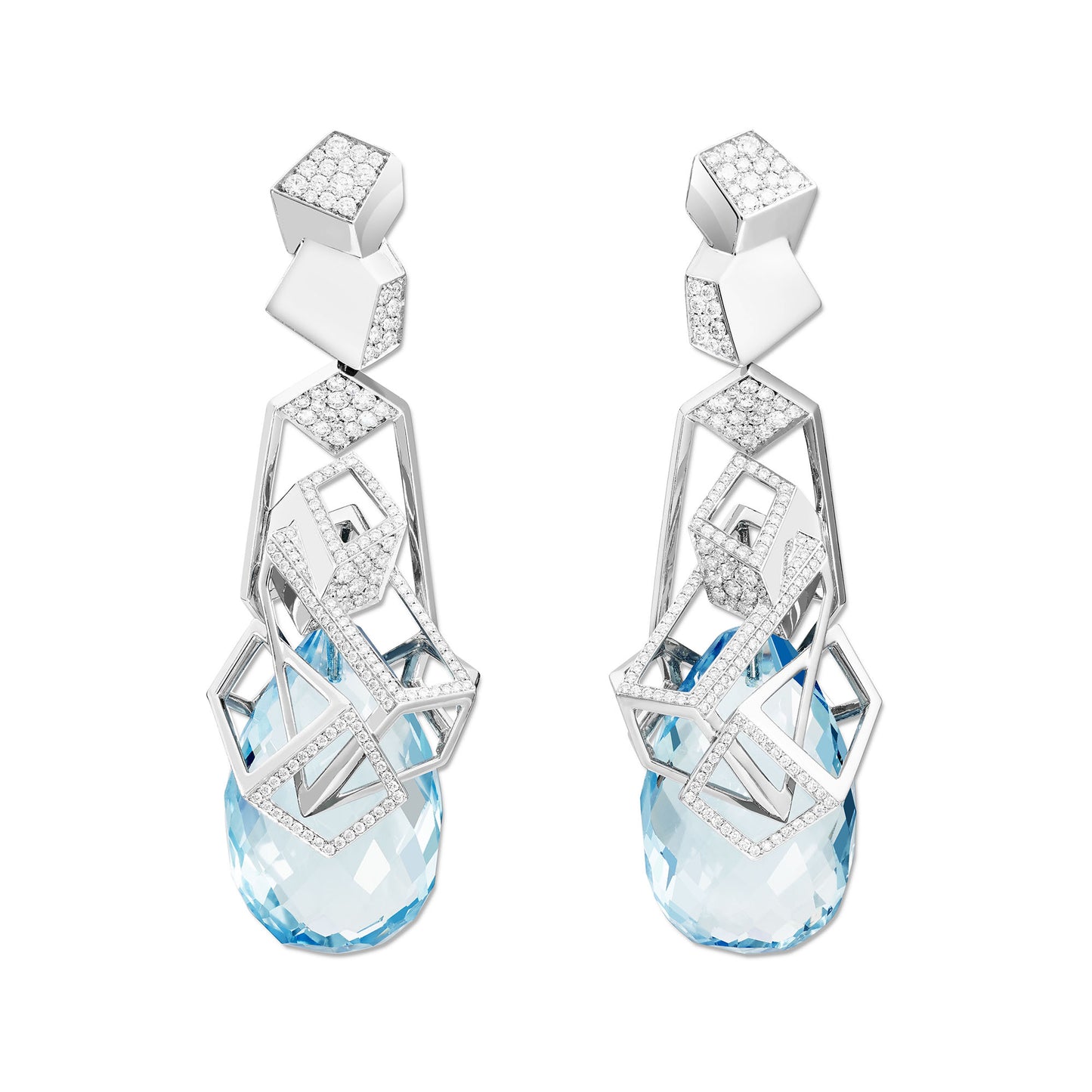 AQUAMARINE CUBIST ARCHITECTE EARRINGS