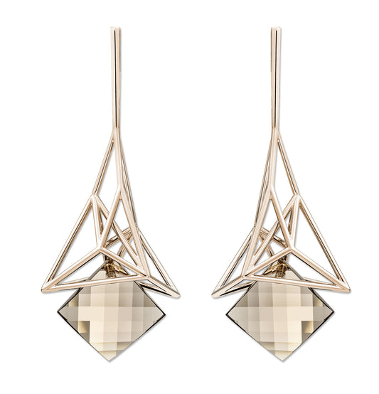 ARCHITECTE ROSE GOLD SMOKED QUARTZ EARRINGS