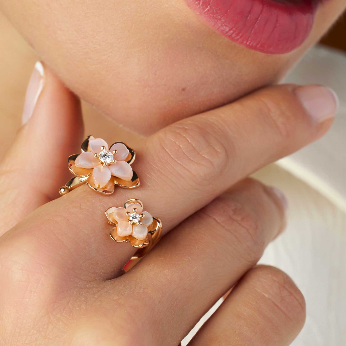 CHERIE BLOSSOM TWO-FLOWER RING