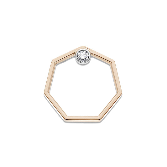 BOUCLE D'OREILLE PUCE MONO 19 HEPTAGONE OR ROSE DIAMANT