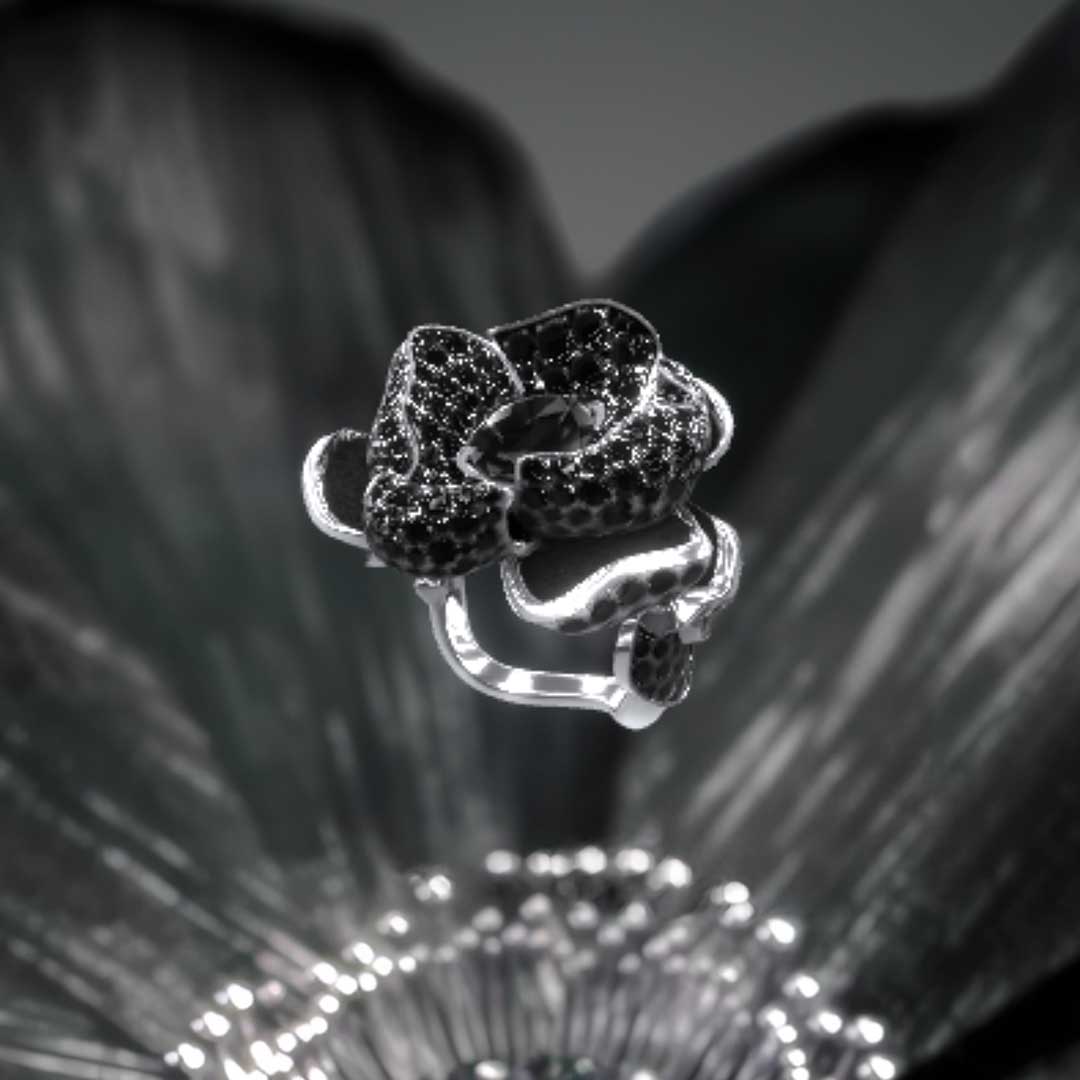 BAGUE ROSE BÄUMER - DIAMANT NOIR